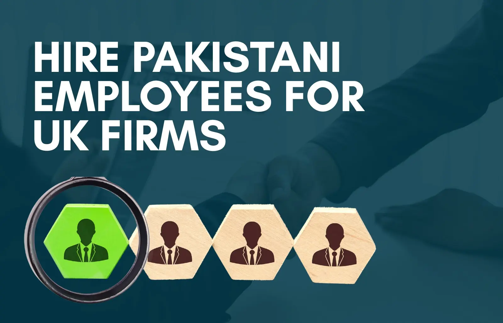A hiring selection concept showing a highlighted candidate icon among others with a handshake in the background, representing how to Hire Employees in Pakistan for UK-Based Companies with Remire.