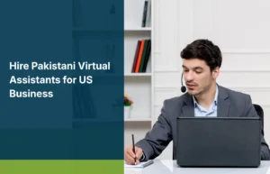 A professional virtual assistant wearing a headset and working on a laptop, representing services to Hire Pakistani Virtual Assistants for Your US Business offered by Remire.