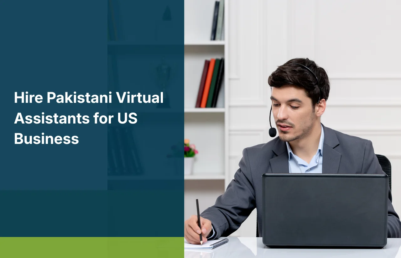 A professional virtual assistant wearing a headset and working on a laptop, representing services to Hire Pakistani Virtual Assistants for Your US Business offered by Remire.