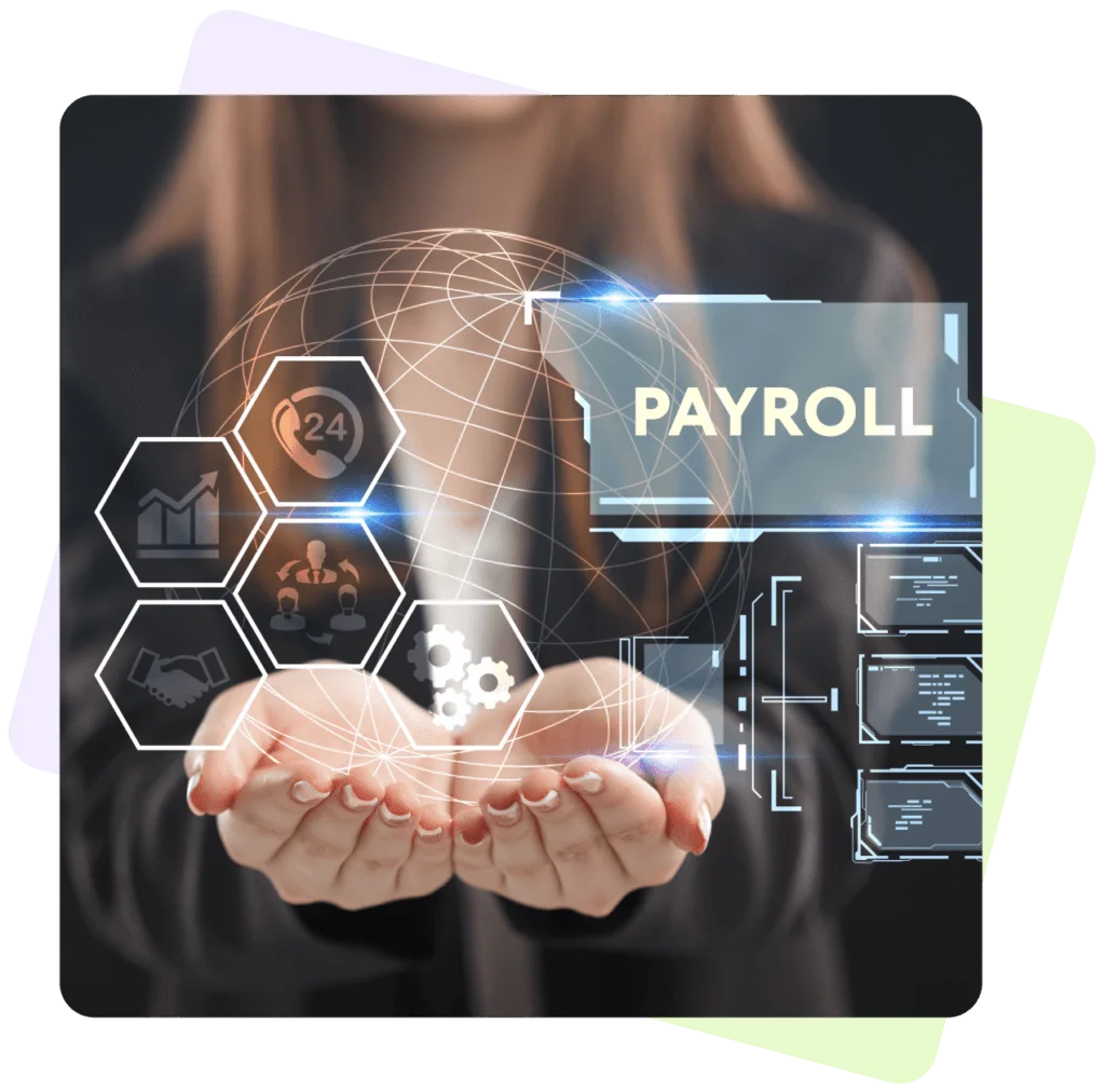 A professional holding a glowing digital globe with integrated icons for 24/7 support, growth, and teamwork, representing Why Businesses Choose Remire Among Modern Payroll Providers.