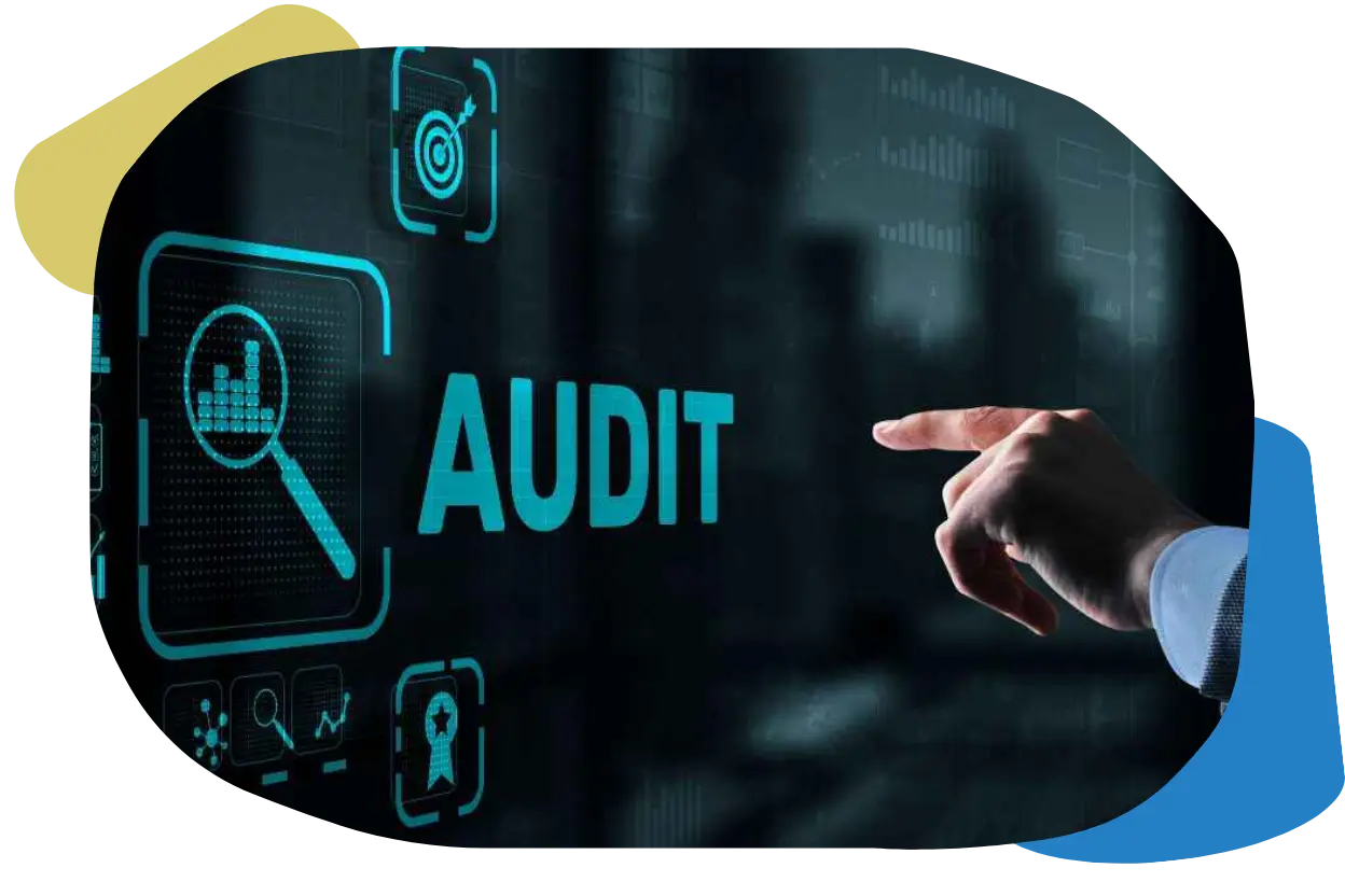 A digital interface showing an audit dashboard where a user is selecting "AUDIT," representing the ability to Offboard Compliantly with a Full Audit Trail using Remire's automated compliance tools.